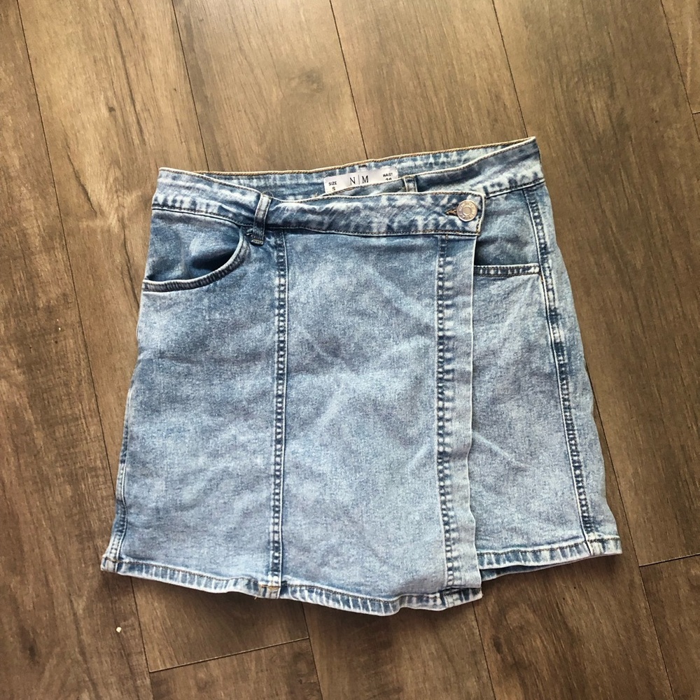 Light Blue Denim Wrap Skirt